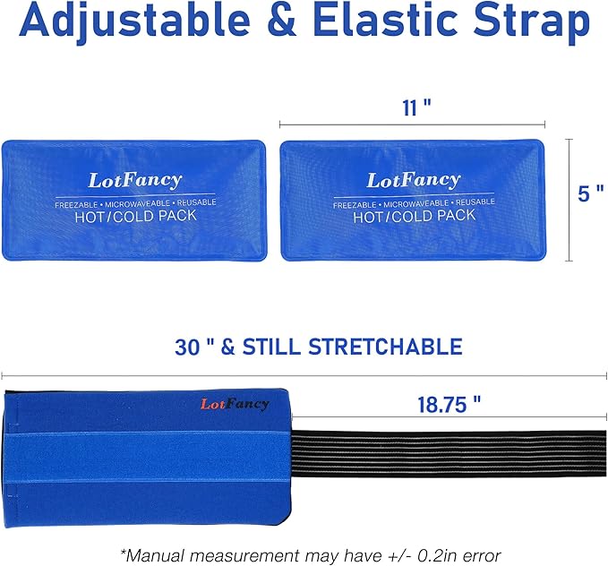LotFancy Ice Packs for Injuries Reusable, 2 Gel Packs Wrap for Knee Head Neck Ankle Wrist Elbow Foot Legs Back Joint Pain Relief, Hot Cold Therapy for Surgery Recovery, First Aid, FSA HSA Eligible-StrideForce Fitness