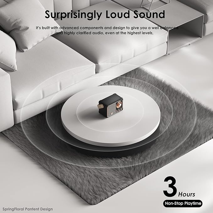 Retro Bluetooth Speaker, Vintage Decor, Small Portable Wireless Speaker,Hands-Free Call,400mA Battery,TF Card,Aux Line, for iOS Android Smartphone Home Office Gift Ideas Black-StrideForce Fitness