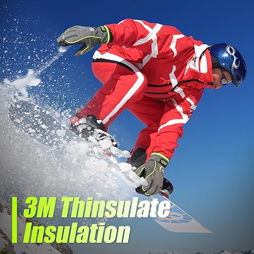 HANDLANDY Waterproof Insulated Work Gloves, 3M Thinsulate Thermal Winter Gloves for Men Women Touch Screen, Warm Ski Snowboard Cold Weather Gloves (Green-men Size, XX-Large)-StrideForce Fitness