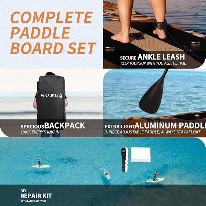 Inflatable Stand Up Paddle Board, 10'x30''x6'' Ultra-Light Paddleboards for All Skill Levels with SUP Accessories, Paddle, Fins, Leash, SUP Pump, Backpack-StrideForce Fitness