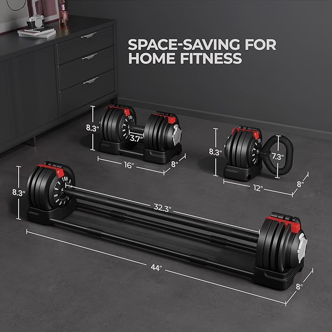 Yaheetech Adjustable Dumbbell Set Free Weight Dumbbells 40lbs/52.5lbs/90lbs Fast Adjust Dumbbells Dumbbell Weight Set, with Tray for Men/Women Strength Training Equipment-StrideForce Fitness