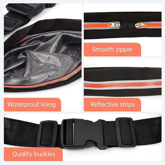 Slim Running Belts for Women Men - Running Phone Holder Fanny Pack for Key, Accessories Fits ALL Cell Phones, Orange-StrideForce Fitness