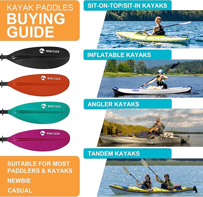 Kayak Paddle Premium Carbon Fiber Paddle with Reinforced PP + Fiberglass Blade, Floating Adjustable Kayaking Oars, 3 Piece, 220-240 cm/86-94 Inches, 240-260 cm/94-102 Inches-StrideForce Fitness