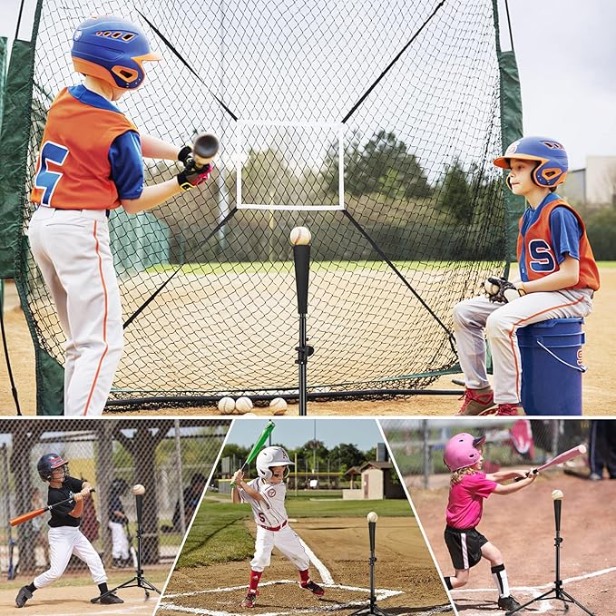 Baseball Tee Batting Tee Softball Tee Portable Travel Hitting Tee,Easy Adjustable Height,Stable Tripod Stand-StrideForce Fitness