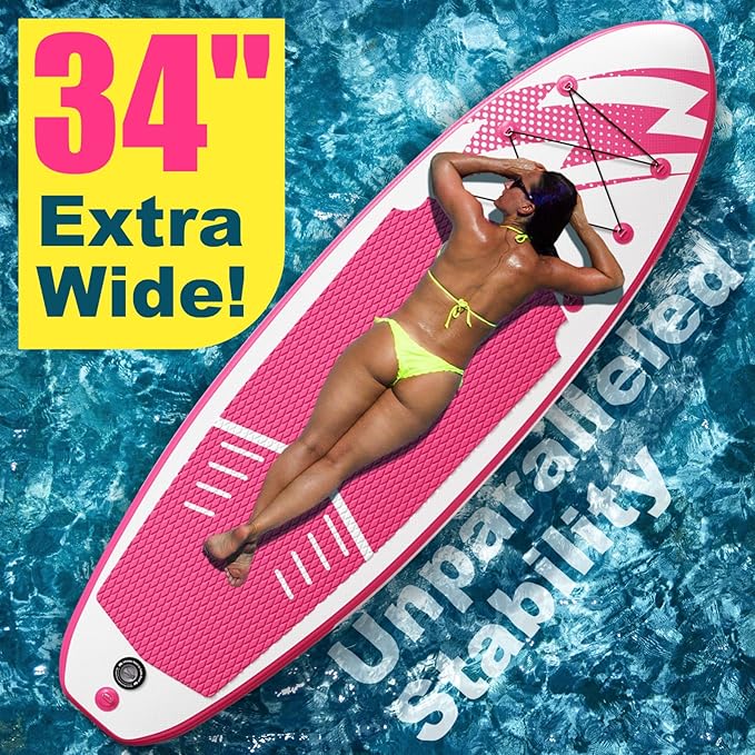 Inflatable Stand Up Paddle Board (6'' Thick) - Premium SUP Board with Durable SUP Accessories & Non-Slip Deck | Includes Paddle Pump & Backpack | for Adults/Youth-StrideForce Fitness