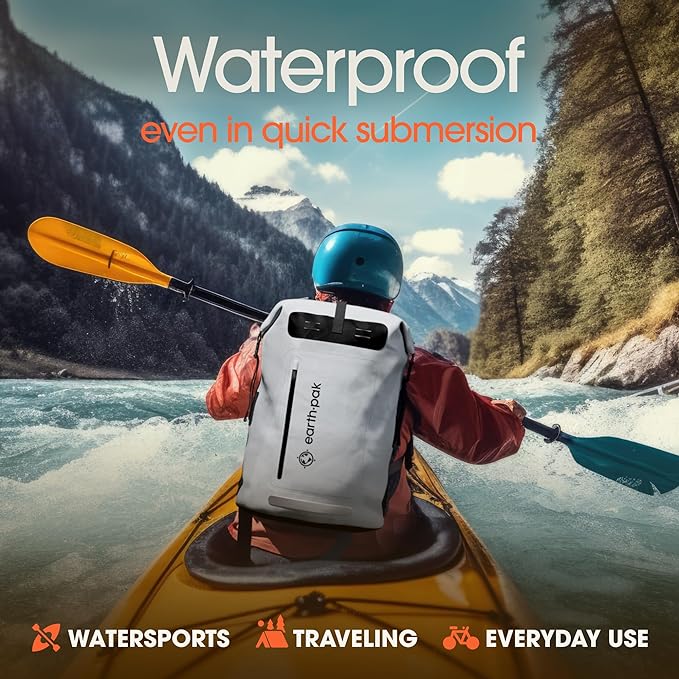 Earth Pak Waterproof Backpack - Heavy Duty Hiking Backpack - Roll-Top Closure Bag - Cushioned Dry Bag Waterproof Phone Case-StrideForce Fitness