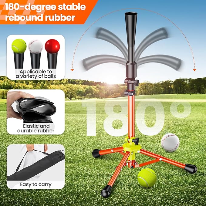 2025 New Upgrade Portable Batting Tee for Baseball/Softball,23.23 to 40.16 Inch Baseball Tee for Kids,Batting Tee,Softball Tee,Youth Hitting Tee,Teeball Tee,Travel Tee,Easy Adjustable Height-StrideForce Fitness