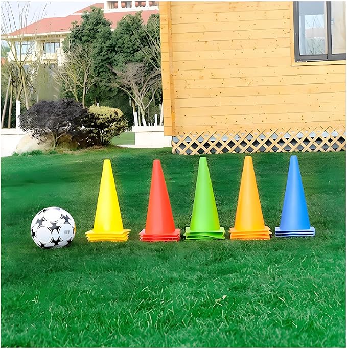 Soccer Cones (9 Inch 20 Pack), Agility Training Sport Cone with Carry Bag for Drilling Football Basketball Field Markers,-StrideForce Fitness