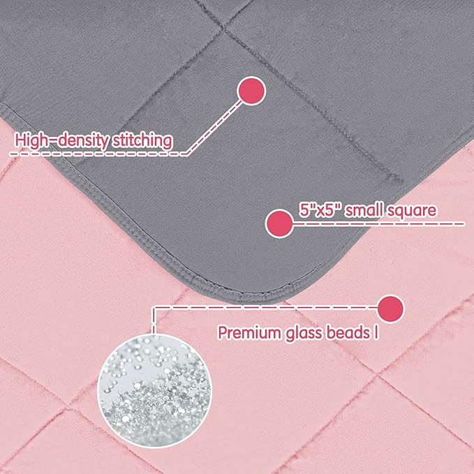 yescool Weighted Blanket (10 lbs, 41" x 60", Pink Grey) Cooling Heavy Blanket for Sleeping Perfect for 90-110 lbs, Breathable Blanket with Premium Glass Bead, Machine Washable-StrideForce Fitness