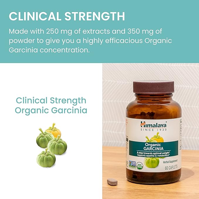 Himalaya Organic Garcinia Cambogia Herbal Supplement, Appetite Support, Lipid Metabolism, Weight Support, USDA Organic, Non-GMO, Vegan, 600 mg, 120 Plant-Based Caplets-StrideForce Fitness