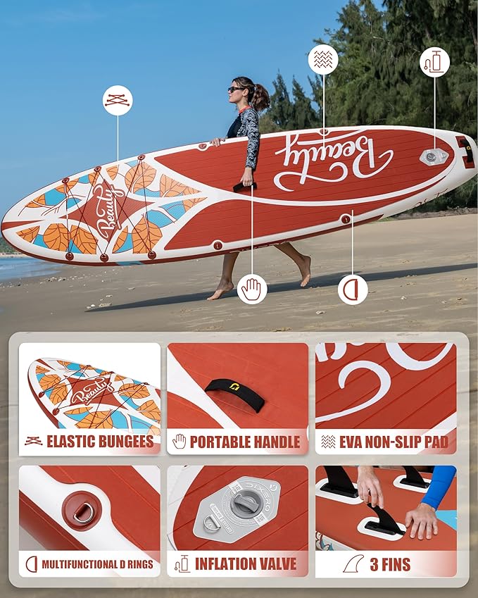 Inflatable Stand Up Paddle Board with SUP Accessories, Anti-Slip EVA Deck, 11'*33" Inflatable Paddle Boards for Adults & Youth of All Skill Levels-StrideForce Fitness
