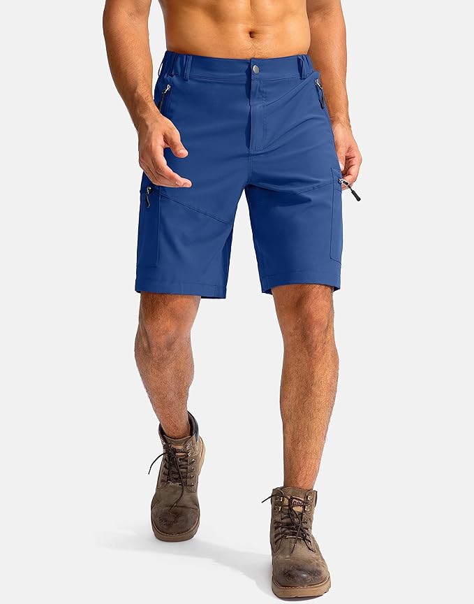 Pudolla Men's Hiking Cargo Shorts 9" Lightweight Outdoor Work Shorts for Men Travel Golf Camping Casual with 5 Zipper Pockets-StrideForce Fitness