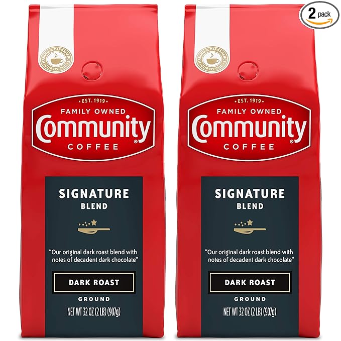 Community Coffee Signature Blend, 64 Ounces Ground Coffee, Dark Roast, 32 Ounce Bag (Pack of 2)-StrideForce Fitness