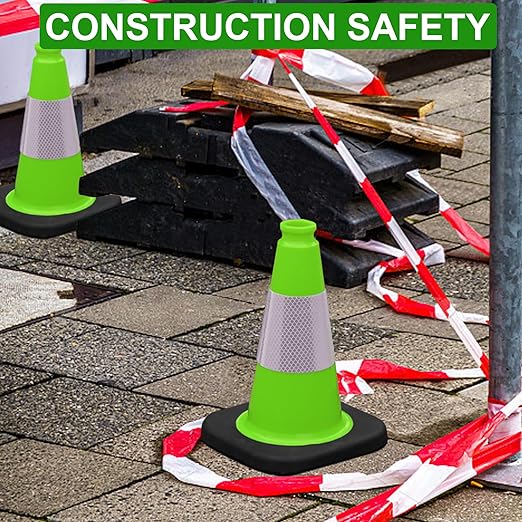 OrangeStar 8 Pack 12" Green Traffic Safety Cones, PVC Parking Construction Cones w/Reflective Collar, Heavy Duty Base for Driving Practice, Parking Lots and Roadwork-StrideForce Fitness