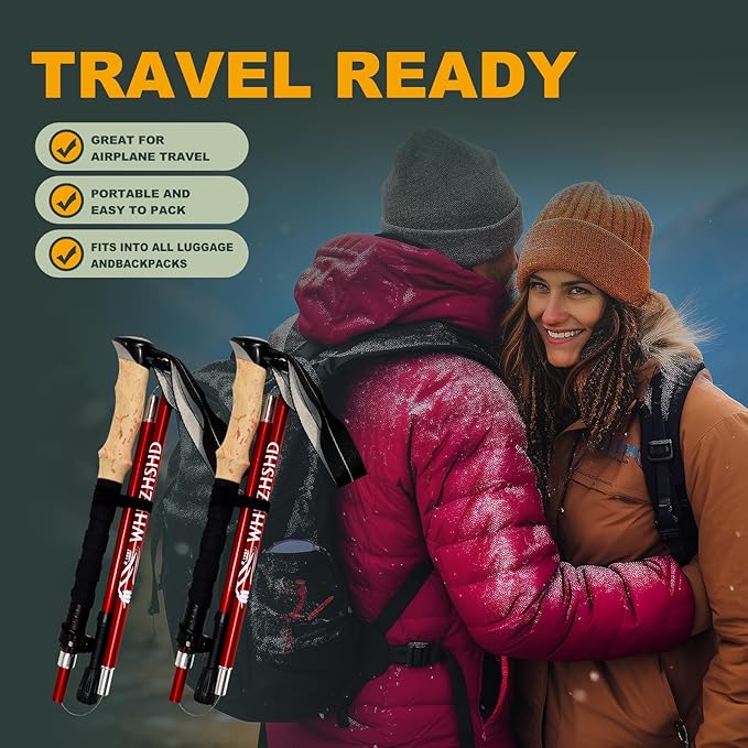 Trekking Poles for Hiking - Walking Sticks for Men, Women, Seniors, 2pc Collapsible Lightweight Aluminum Alloy Hiking Poles for Nordic Walking & Outdoor Adventures-StrideForce Fitness