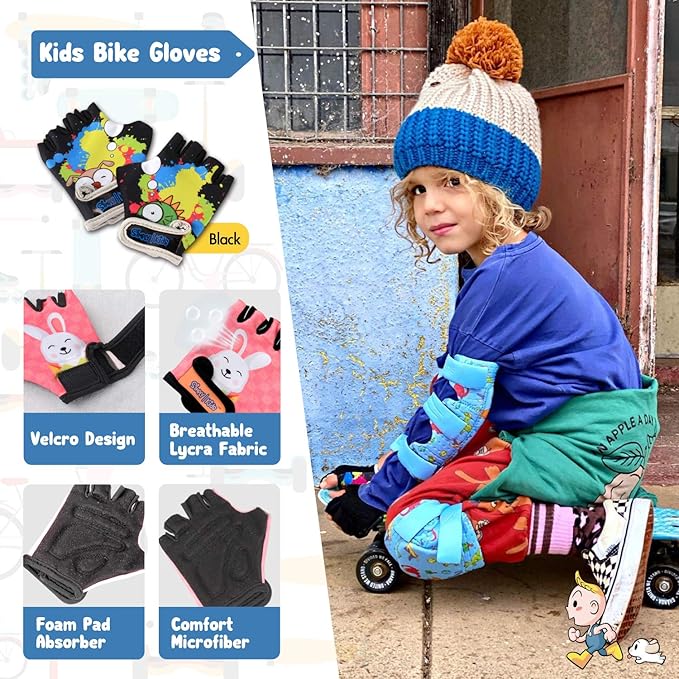 Soft-Style Kids Knee and Elbow Pads with Bike Gloves, Flexible Impact-Resistant Gear for Ages 2-11, Designed for Balance Bikes, Roller-Skating, and Skateboarding-StrideForce Fitness