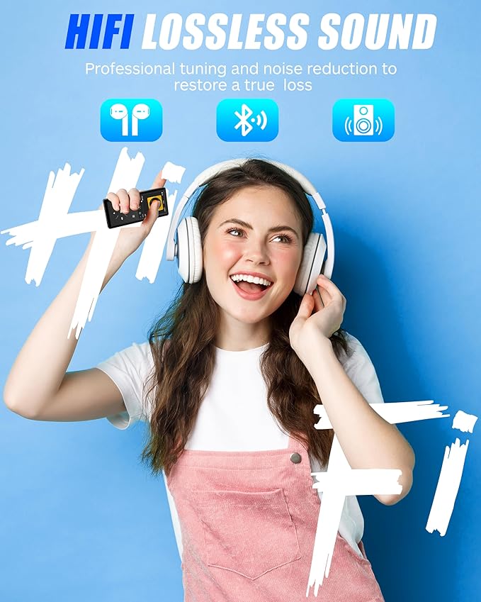 64GB Bluetooth MP3 Player - 2.4" Screen Portable HiFi Mp3 Player with Built-in Speaker, MP3 Music Player with Voice Recorder, FM Radio, Touch Buttons,Support up to 256GB SD Card-StrideForce Fitness