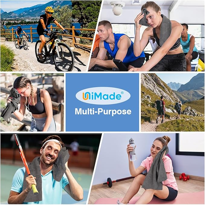 48 Pack Gym Towels Set - Highly Absorbent and Quick Drying Microfiber Salon Towels, Premium Hand Cloths for Bathroom, Gym, Shower, Hotel, and Spa - 16x27 inch (Grey)-StrideForce Fitness