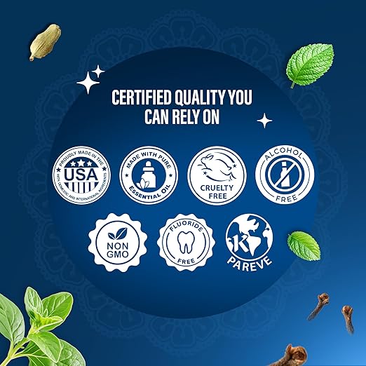 GuruNanda Oxyburst Teeth Whitening Mouthwash – Alcohol & Fluoride Free, with Hydrogen Peroxide & 7 Essential Oils, for On-The-Go Freshness, TSA Friendly, Wild Mint, 16 fl oz