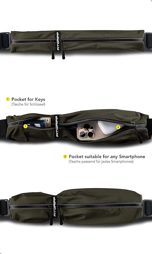 Fitgriff® Running Belt for Men & Women - Secure Jogging Pouch for Phone, Keys & Essentials - For All Cell Phones-StrideForce Fitness