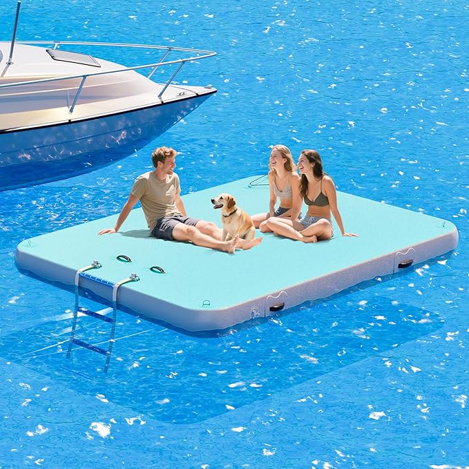 Specraft Inflatable Floating Dock, Non-Slip Air Dock Platform loating Island Raft with Rope Ladder for Pool Lake Beach Ocean-StrideForce Fitness