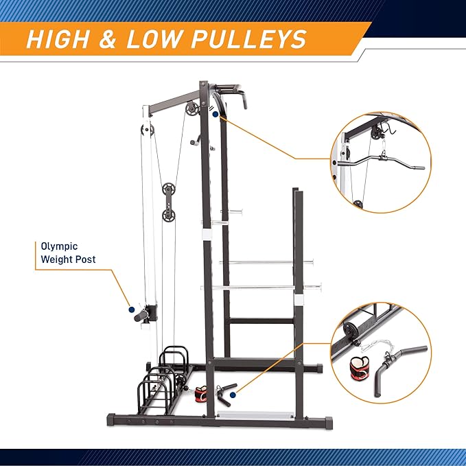 Marcy Strength Training Home Gym Cage with Pulley System for Weightlifting, Bodybuilding, Full Body Workout Equipment for Home Exercise-StrideForce Fitness