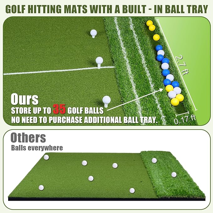 SIOTMERA 23x16IN & 5x4FT Golf Mat, Dual-Turf Golf Hitting Mat with High-Elasticity EVA Anti-Slip Bottom, Anti-Deformation,Reinforced Glue, Ideal for Swing,Chipping Practice,Indoor/Outdoor-StrideForce Fitness