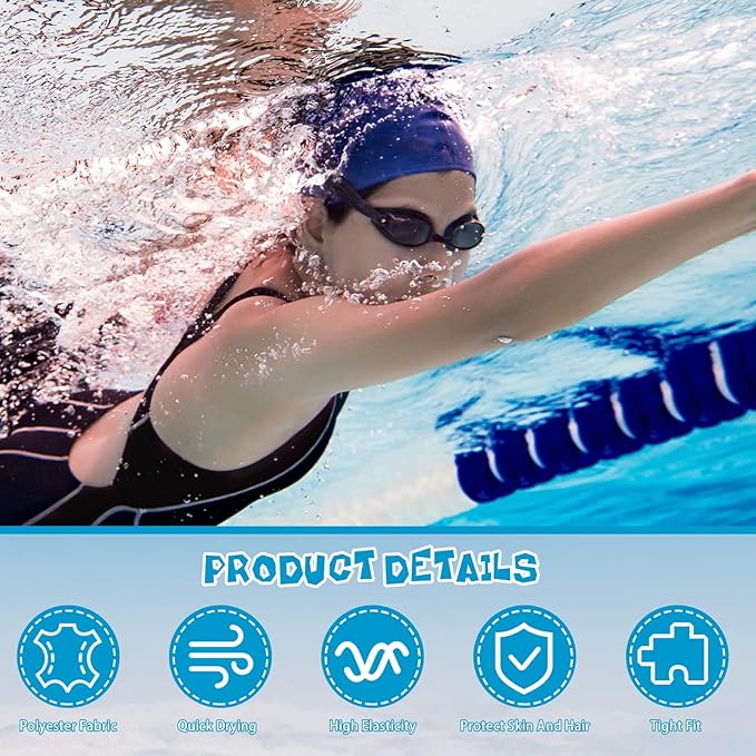 Bonuci 24 Pieces Cloth Elastic Swim Cap Bulk Comfortable Fabric Swimming Hat Elasticity Swimming Pool Cap Lightweight Bathing Caps for Women Men Kids Unisex, Not Waterproof-StrideForce Fitness