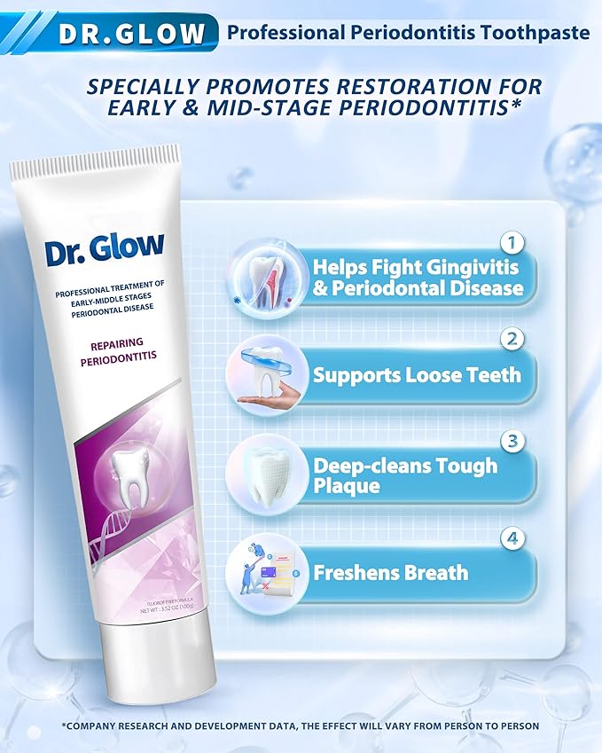 Toothpaste Gum Repair for Receding Gums, Periodontal Disease, Bad Breath, Gum Regrowth, Loose Tooth Repair - 2 Tubes