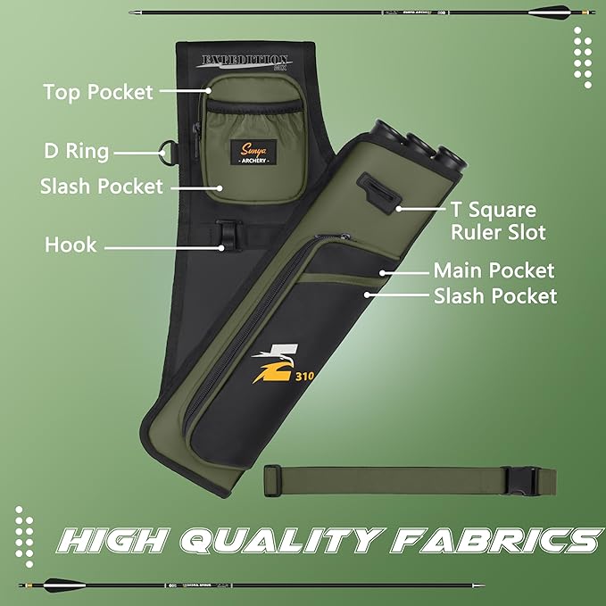 SUNYA Archery Hip Quiver for Arrows. Includes 3 Tubes Arrow Holder, Accessories Pockets and Waist Belt. Fit for Compound and Recurve Bow Practice.-StrideForce Fitness