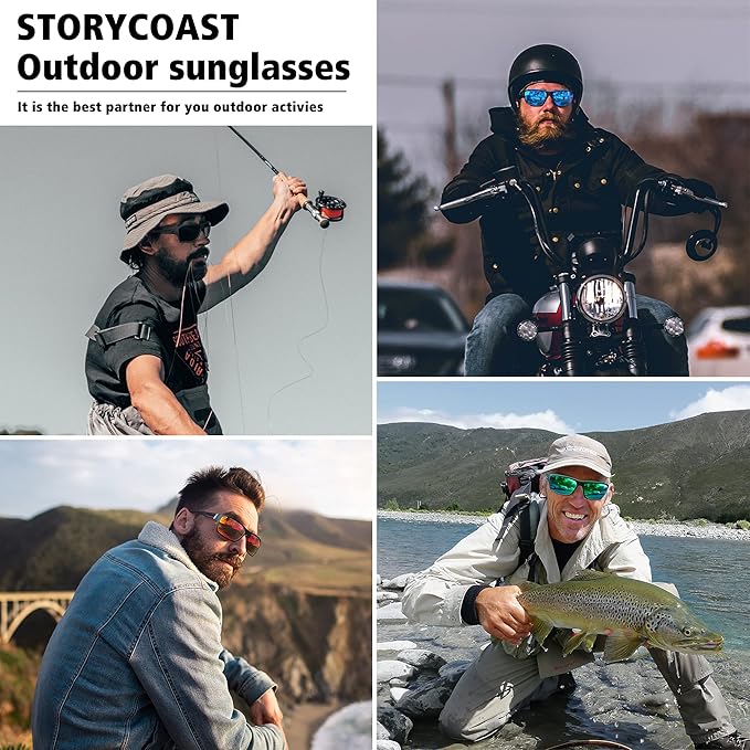 STORYCOAST Polarized Sports Sunglasses for Men Women Unbreakable Frame Cycling Fishing Driving-StrideForce Fitness