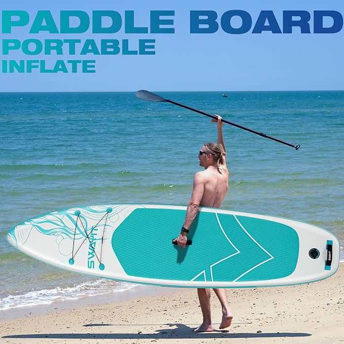 Inflatable Stand Up Paddle Board – Durable SUP for Adults & Youth,33" Wide Blow Up Paddle Board with Paddle, Pump, Backpack,Leash – All Around Stable for All Skill Levels, Carries up to 450 lbs-StrideForce Fitness