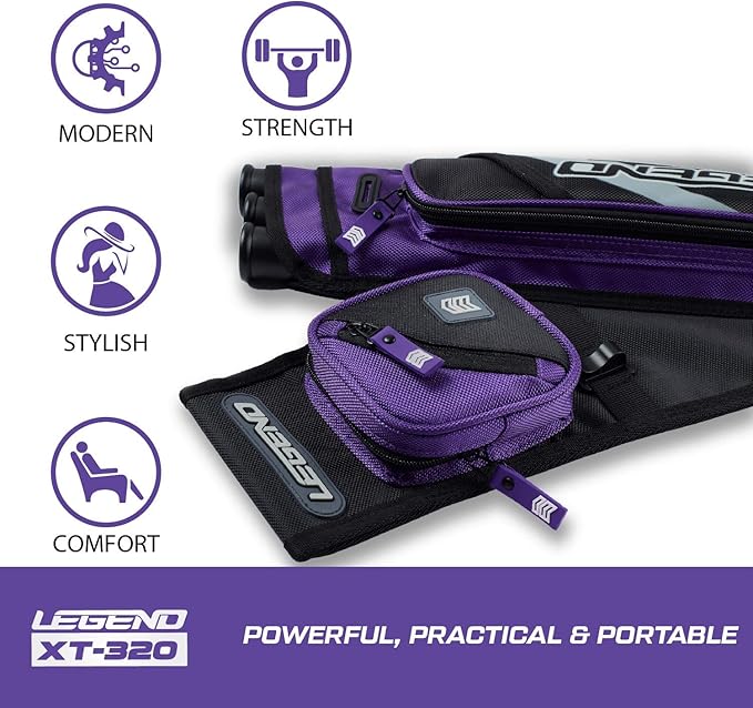 LEGEND XT320 Archery Quivers - Nylon Hip Quivers with 3 Arrow Tube Cases for Target Shooting - Adjustable Waist Belt, T-Slot, Storage Compartments for Accessories, Gear, Tools, Release Tab, Score Card-StrideForce Fitness