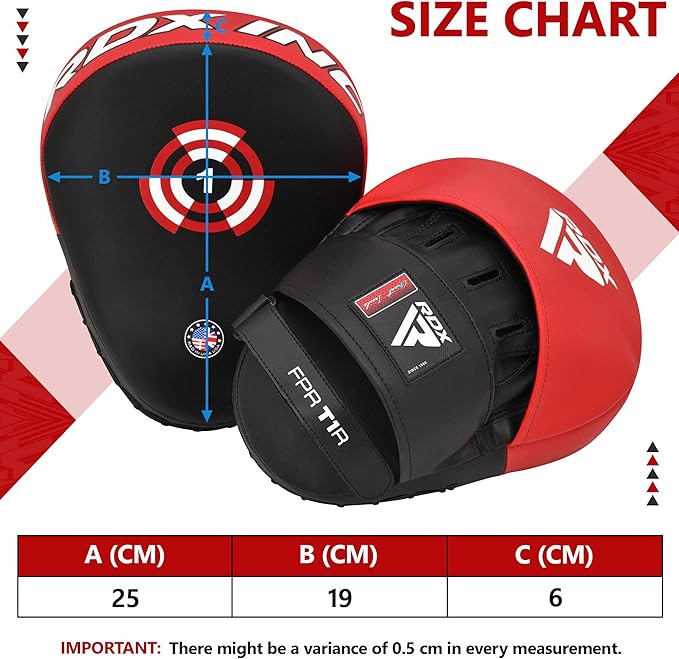 RDX Boxing Pads Focus Mitts, Maya Hide Leather Curved Hook and Jab Target Hand Pads, Great for MMA, Kickboxing, Martial Arts, Muay Thai, Karate Training, Padded Punching, Coaching Strike Shield-StrideForce Fitness