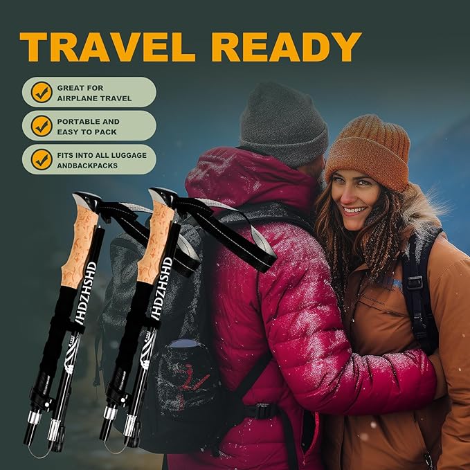 Trekking Poles for Hiking - Walking Sticks for Men, Women, Seniors, 2pc Collapsible Lightweight Aluminum Alloy Hiking Poles for Nordic Walking & Outdoor Adventures-StrideForce Fitness