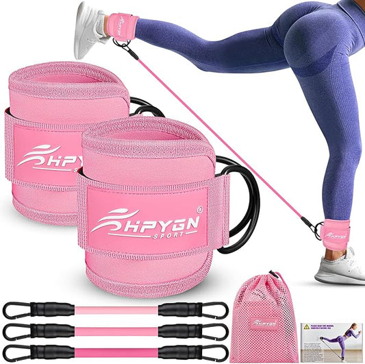 Ankle Resistance Bands, Ankle Bands for Working Out with Cuffs, Resistance Bands for Leg Butt Training Workout Equipment for Kickbacks Hip Gluteus Training Exercises, Ankle Strap with Exercise Bands