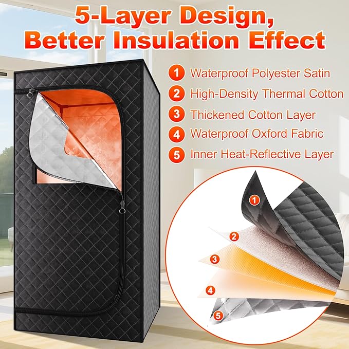 Portable Steam Sauna Box for Home: Full Size Sauna Tent for Personal Spa - Fast Heating Sauna Box with 3L Steamer, Folding Chair, Remote Control, 32" x 32" x 71"-StrideForce Fitness