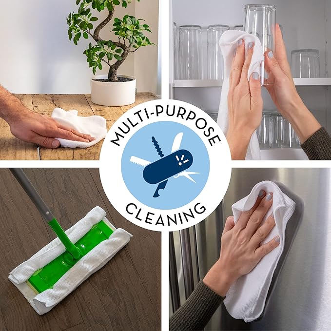 S&T INC. 50 Pack Microfiber Cleaning Cloth, Bulk Towels for Home, Reusable Microfiber Towels for Cars, Cleaning Rags, White, 11.5 Inches x 11.5 Inches, 50 Count-StrideForce Fitness