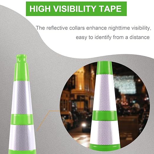 OrangeStar 6 Pack 36" Traffic Safety Cones, Green Parking Cones Construction Cones with Reflective Collar, Heavy Duty Base for Roadwork, Highway, Parking Lot Safety, Warehouse, Indoor & Outdoor Use-StrideForce Fitness