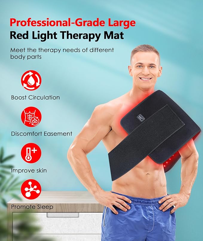 Red Light Therapy Pad for Body, 60W LED Red & Infrared Light Device Mat with 660nm & 850nm Wavelengths for Waist Back Shoulder Muscle Pain Relief FSA Eligible-StrideForce Fitness