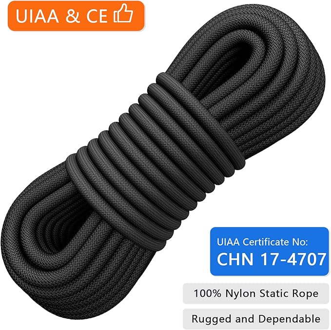 X XBEN Outdoor Climbing Rope 10M(32ft) 20M(64ft) 30M(96ft) 50M(160ft) 70M(230ft) 152M(500FT) 352M(1000FT) Static Rock Climbing Rope for Escape Rope Ice Climbing Equipment Fire Rescue Parachute-StrideForce Fitness