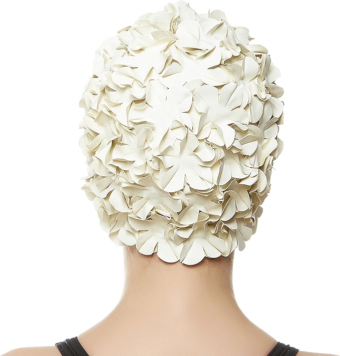 BEEMO Floral Petal Ladies Bathing Swim Cap Women Retro Swim Hat Long/Short Hair-StrideForce Fitness