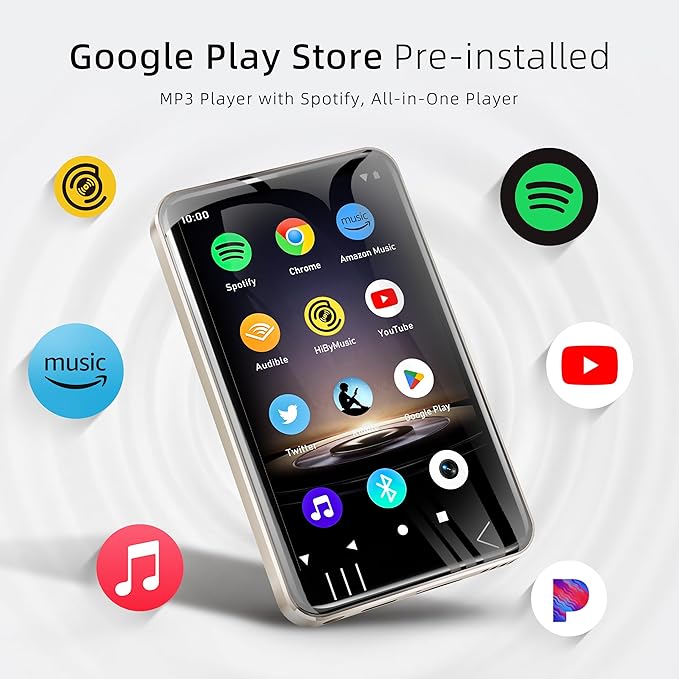 G7 MP3 Player with Bluetooth and WiFi- MP4 Player with Spotify and Camera, Android MP3 Player, Touchscreen 144GB MP4 Music Player with Speaker,Support YouTube, Audible-StrideForce Fitness