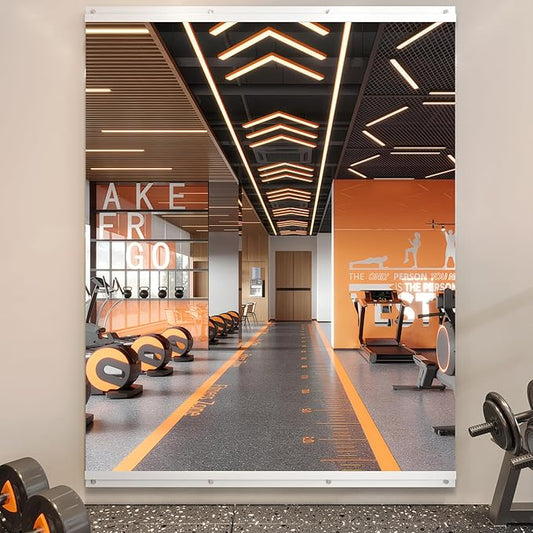 ROOMTEC Workout Mirrors for Home Gym 60"x48", Large Wall Mirror Full Length for Fitness, Yoga, Big Wall Mounted Frameless Glass Mirror for Garage, Dance Studio, Bedroom-StrideForce Fitness