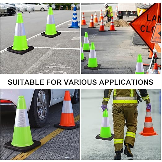 OrangeStar 18" Heavy Duty Traffic Cones 8-Pack Green Safety Cones with Reflective Strip for Construction, Parking Lots, Roadwork, Weatherproof, Stable Base for Traffic Control, Events, Emergency-StrideForce Fitness