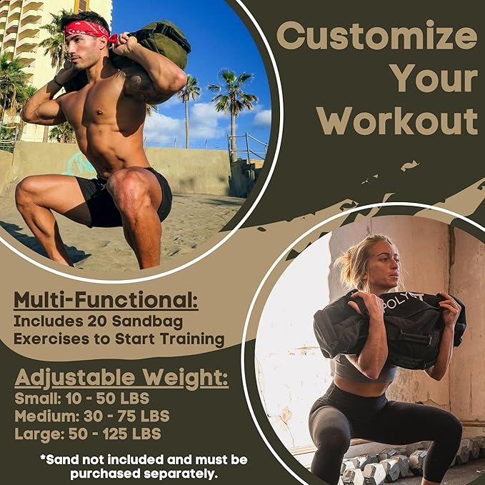 Polyfit Classic Sandbag - Heavy Duty Workout Sandbag for Fitness with 8 Gripping Handles for Sand Bag Weight Training - Multiple Colors & Sizes-StrideForce Fitness