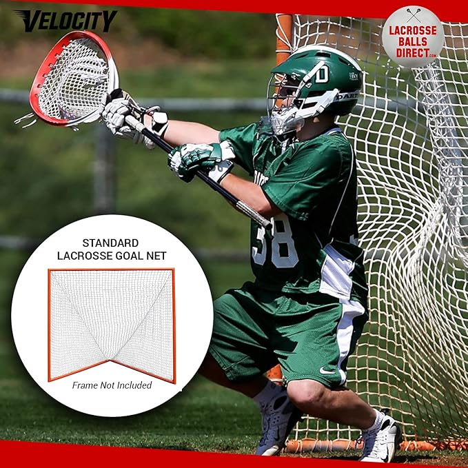 Velocity Heavy Duty Black & White Lacrosse Net - Fits 6’x6’x7’ Goals - Weatherproof, UV Resistant 1000D High-Strength Polyester - Comes with 100+ Feet of Lacing Cord and 4 Quick Ties-StrideForce Fitness