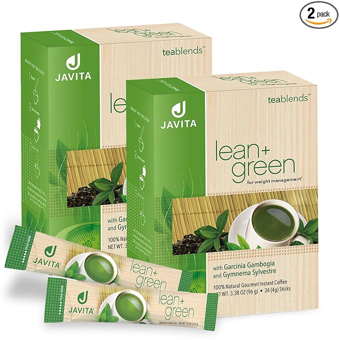 Lean + Green, Premium, 100% Japanese Green Tea, Garcinia Cambogia (as Super Citrimax) & Gymnema Sylvestre, for Weight Management, Appetite Control 24 ct - 2 Boxes, Javita-StrideForce Fitness
