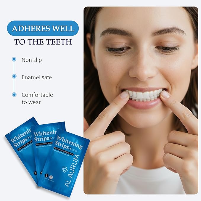 Teeth Whitening Strips - 42 Strips for 21 Day Treatment - Sensitive, Enamel Free & Peroxide Free Tooth Whitener for Whiter Teeth & Stain Removal - Dentist Formulated