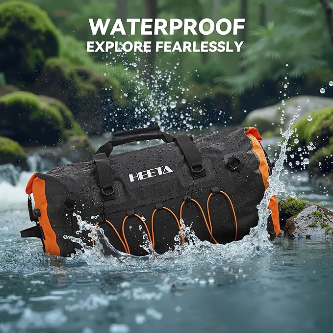 HEETA Waterproof Duffel Bag Motorcycle Dry Bag Backpack, 60L/80L Extra Large Rolltop Travel Duffle Bags with Straps & Handles for Kayaking Rafting Boating Canoeing Camping Gym Beach Cruise Ship-StrideForce Fitness